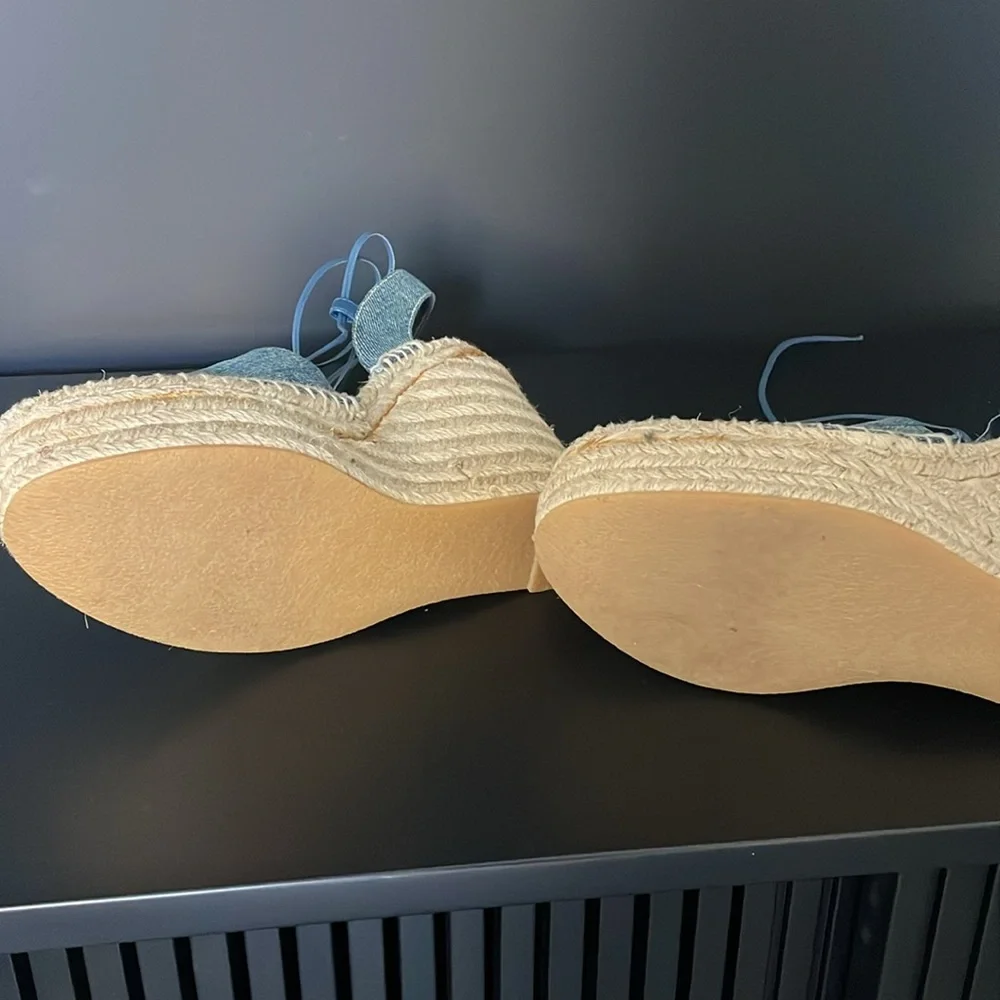 SAINT LAURENT denim shoe wedge espadrilles 40 1/2 - Picture 5 of 5